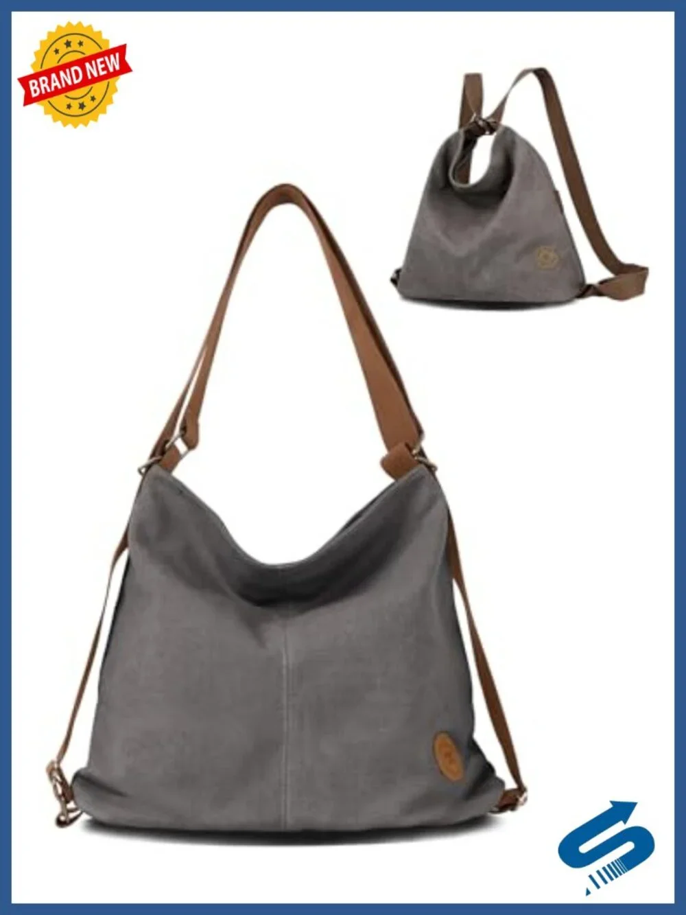 4-in-1 Convertible Tote Backpack Crossbody Canvas Work Travel